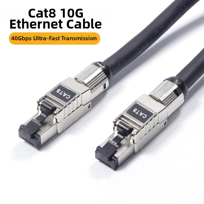 Kábel Cat8 – model cat8, prenos 40 Gbps, pracovná teplota 20–65°C, teplota skladovania 20–65°C, ťahová pevnosť 1000, pre počítače a switche