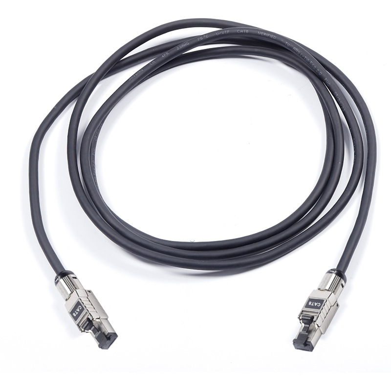 Cat8 мрежов кабел за компютри и превключватели – модел cat8, трансмисия 40 Gbps, работна температура 20–65°C, температура на съхранение 20–65°C, сила на опън 1000