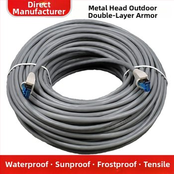 Vonkajší Cat5e sieťový kábel, 8 jadier, RJ-45 konektor, vodotesný pre vonkajšie použitie, 100 Mbps