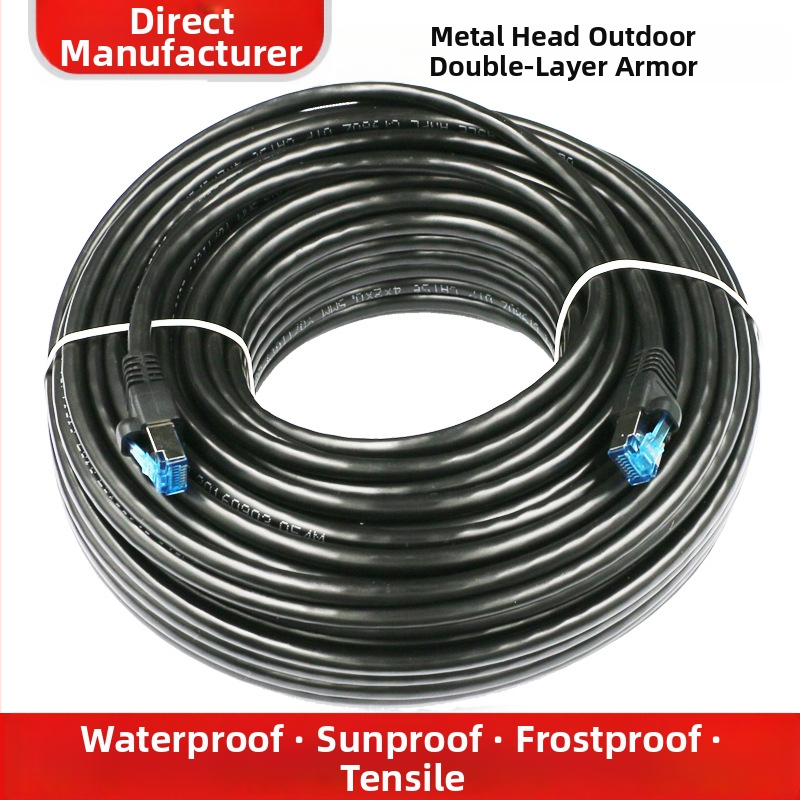 Vonkajší Cat5e sieťový kábel, 8 jadier, RJ-45 konektor, vodotesný pre vonkajšie použitie, 100 Mbps