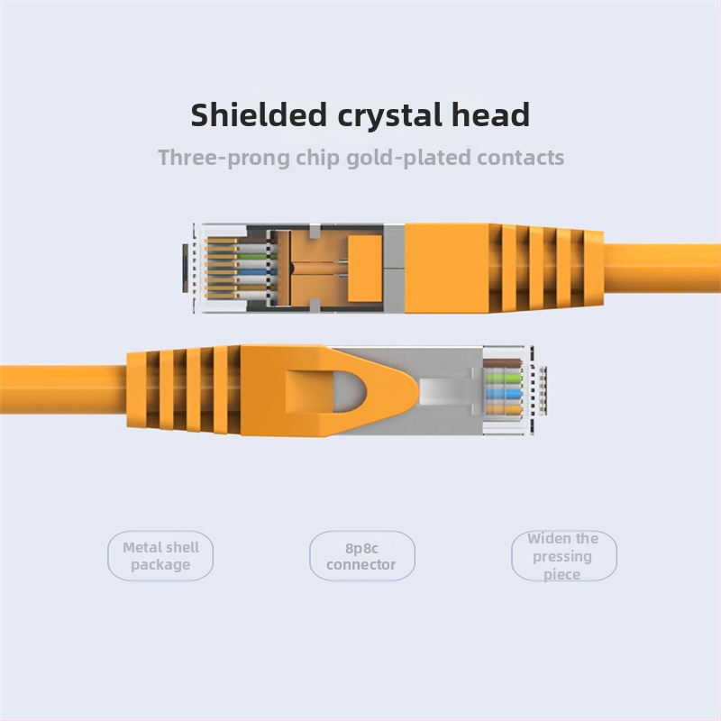 Cablu Ethernet Cat6a 8-core, cu ecranare dublă, RJ-45, Gigabit, cupru pur