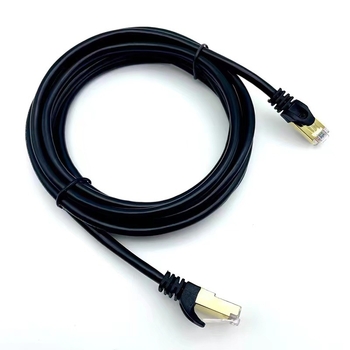 Cablu Ethernet Category 7 dublu ecranat SFTP, conector RJ-45, cupru oxigen-free placat cu aur, utilizare în interior/exterior, 1 Gbps