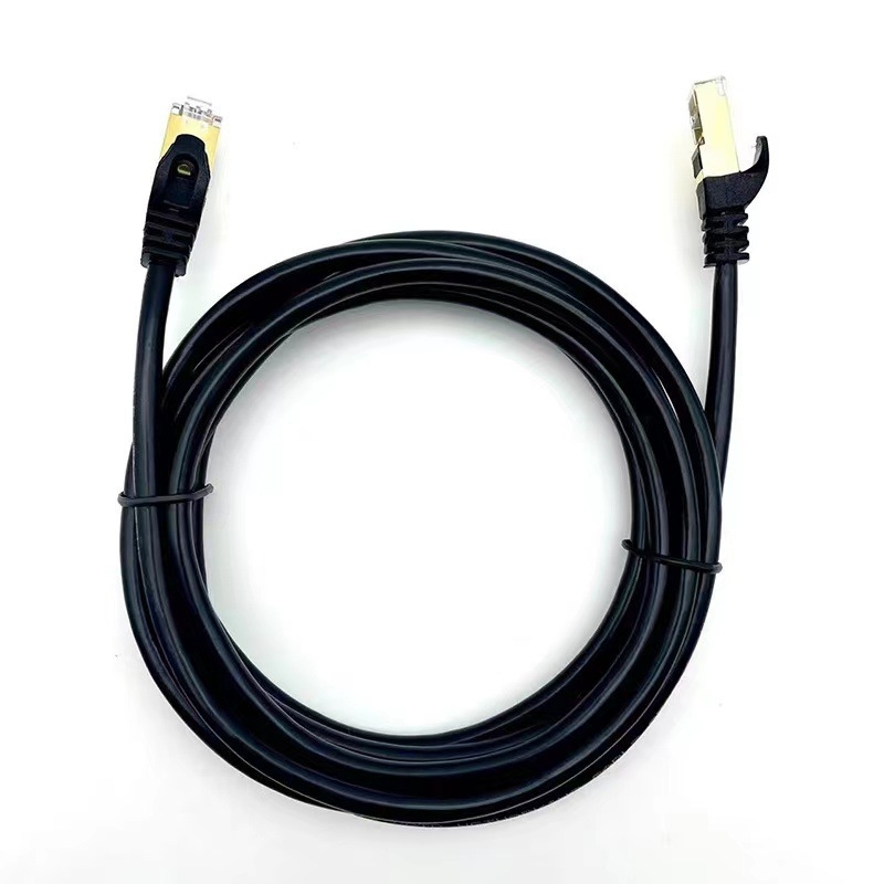 Cablu Ethernet Category 7 dublu ecranat SFTP, conector RJ-45, cupru oxigen-free placat cu aur, utilizare în interior/exterior, 1 Gbps