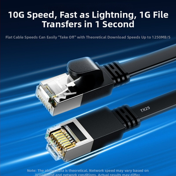 Cat7 10 Gbps dvostrano oklopljeni plosnati Ethernet kabel, RJ-45, bakar bez kisika