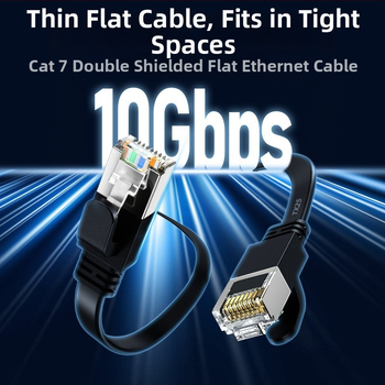 Cat7 10 Gbps dvostrano oklopljeni plosnati Ethernet kabel, RJ-45, bakar bez kisika