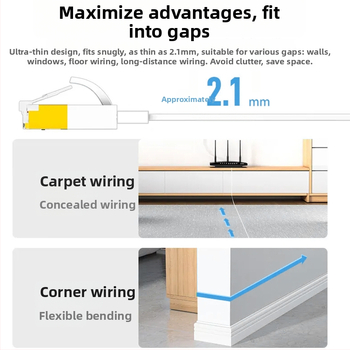 Hepuhto CAT8 RJ45 Plošný Ethernetový kábel 10Gbps Čistá meď