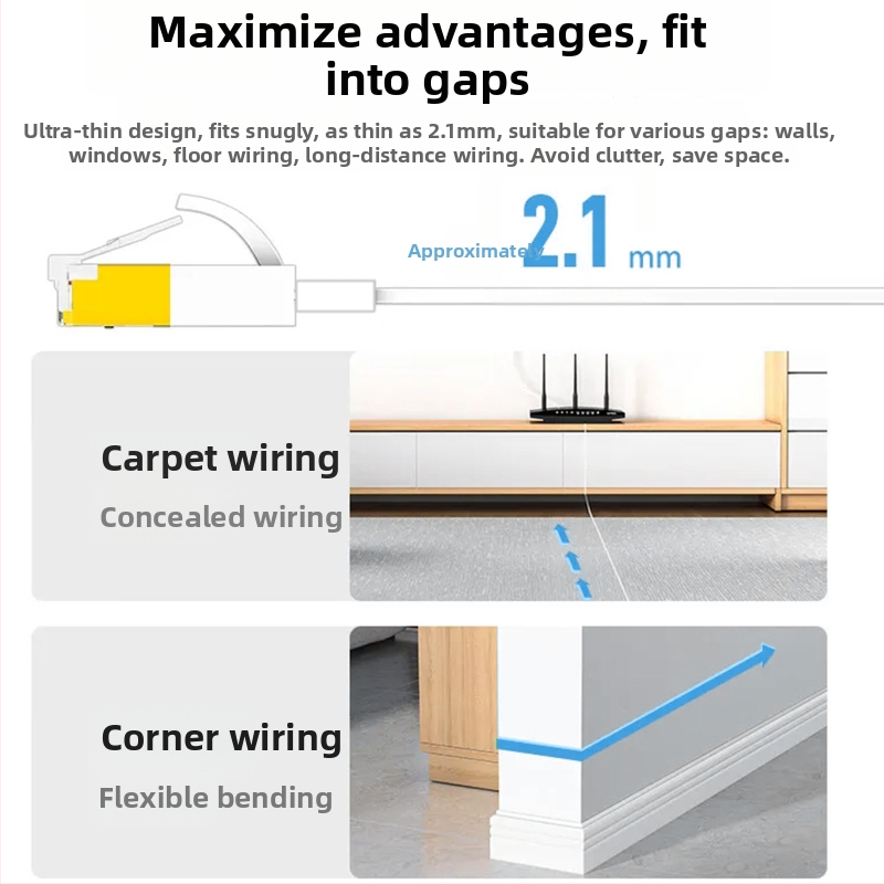Hepuhto CAT8 RJ45 Plošný Ethernetový kábel 10Gbps Čistá meď