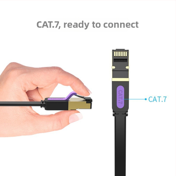 Ravan Cat7 mrežni kabel s čistim bakrenim jezgrom, CAT7A kristalni konektor, unutarnji/vanjski vodootporni kabel