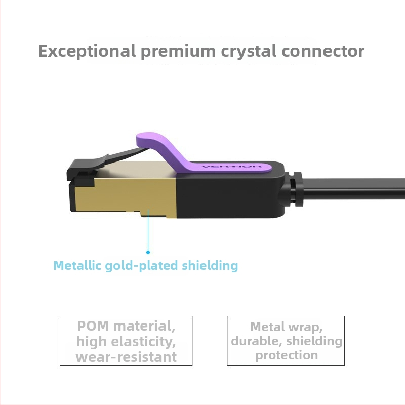 Ravan Cat7 mrežni kabel s čistim bakrenim jezgrom, CAT7A kristalni konektor, unutarnji/vanjski vodootporni kabel