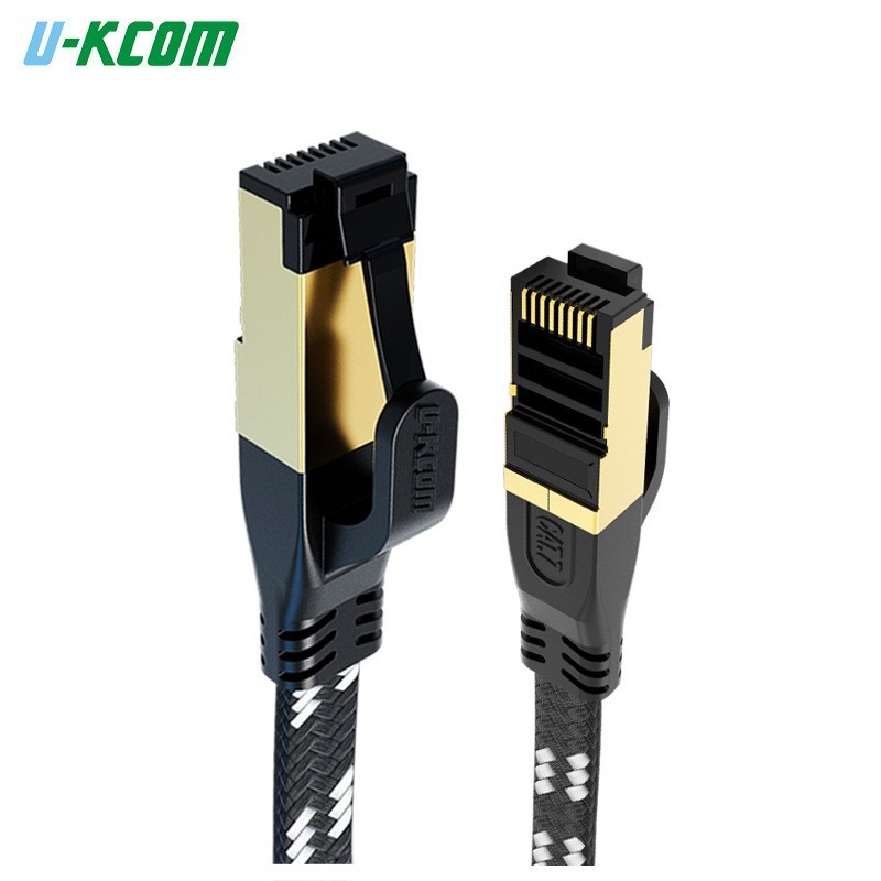 Cablu Ethernet CAT7 plat, ecranat, din cupru pur, 10Gbps, 26 AWG, pentru interior/exterior