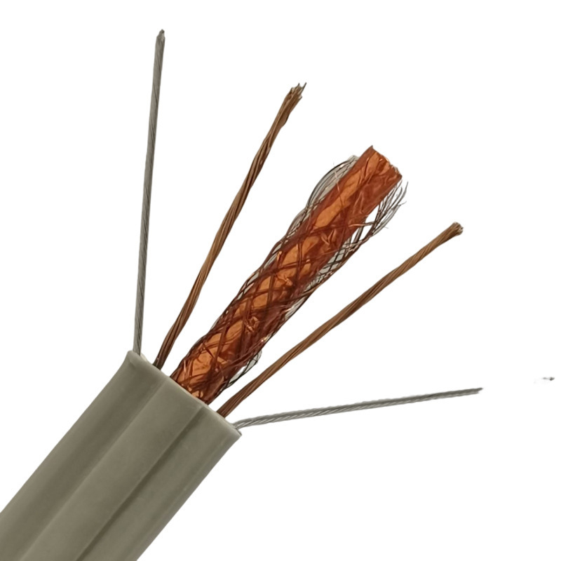 CAT6 SFTP кабел за външно наблюдение с интегриран захранващ модул, 1000 Mbps, -20 до 70°C работна температура, якост на опън 100, якост на компресия 100