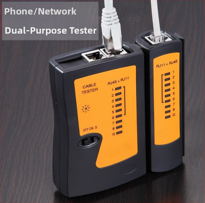 Tīklu kabeļu testētājs – daudzfunkcionāls tīkla un telefona vadu testeris, līnijas izlīdzināšanas mērījums, modelis Network tester, iepakojumā: 1 galvenā vienība un rokasgrāmata, 1 gadu garantija