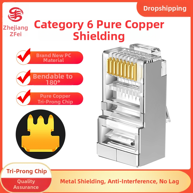 RJ45 Cat6 aizsargāts Ethernet savienotājs, 8 vadus, tīrs vara