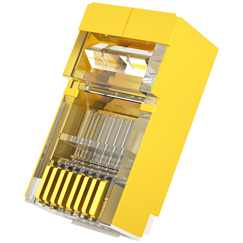 RJ45 Cat5e aizsargāts tīkla savienotājs ar zeltīto korpusu – piemērots datu centram