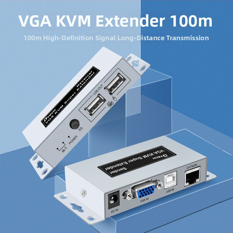 DTECH DT-7044(2nd) KVM pikendaja VGA kaudu USB-klaviatuuri ja hiirega, 300 m ulatus, 1920x1080 lahutusvõime, USB 1.1