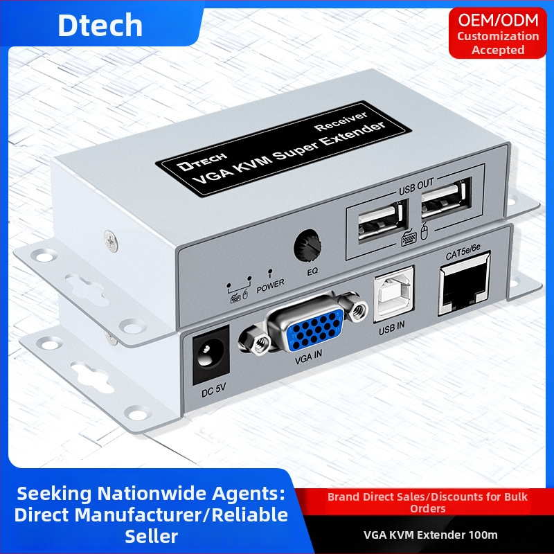 DTECH DT-7044(2nd) KVM pikendaja VGA kaudu USB-klaviatuuri ja hiirega, 300 m ulatus, 1920x1080 lahutusvõime, USB 1.1