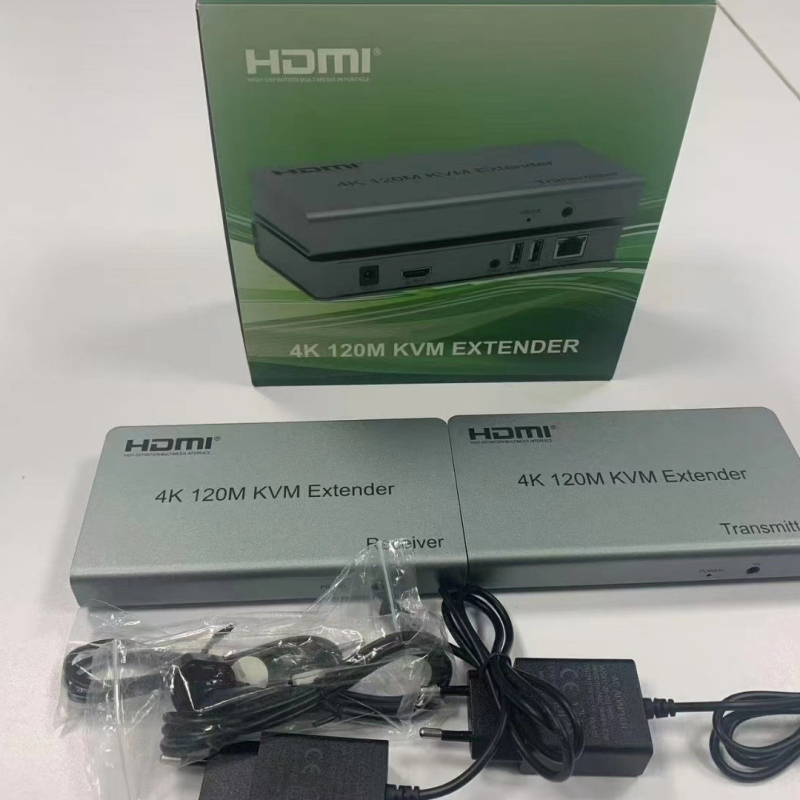 KVM pikendaja 4K/30Hz TX/RX, HDMI ja USB, kaabel 120/200 m