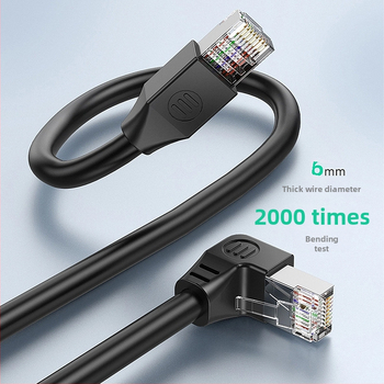 Cat6 SFTP kutni mrežni kabel, RJ-45 priključak, bakreno jezgro, dvostruko oklopljen, zavoj desno/lijevo/gore/dolje, 1000 Mbps