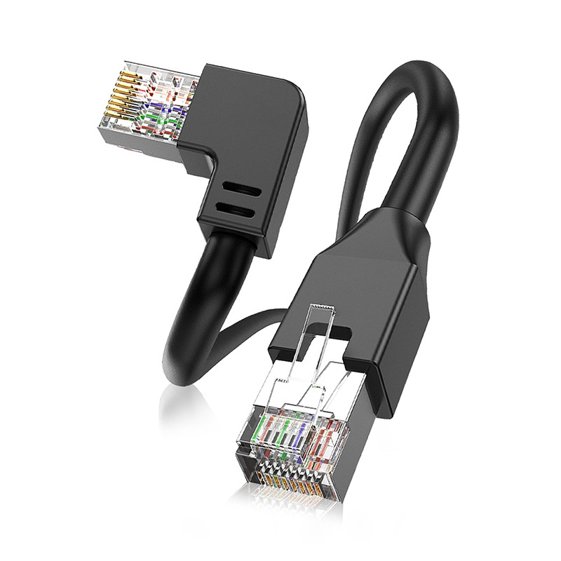 Cat6 SFTP kutni mrežni kabel, RJ-45 priključak, bakreno jezgro, dvostruko oklopljen, zavoj desno/lijevo/gore/dolje, 1000 Mbps