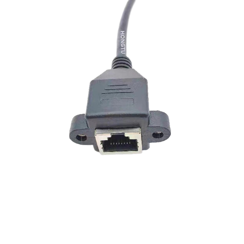 RJ45 muško-ženski produžni kabel Cat6e Gigabit, s ušima i otvorima za vijak, duljina po izboru