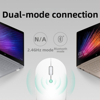 Bezdrôtová tichá myš s dvojým režimom Bluetooth, USB prijímač zahrnutý, vhodná pre notebook a PC