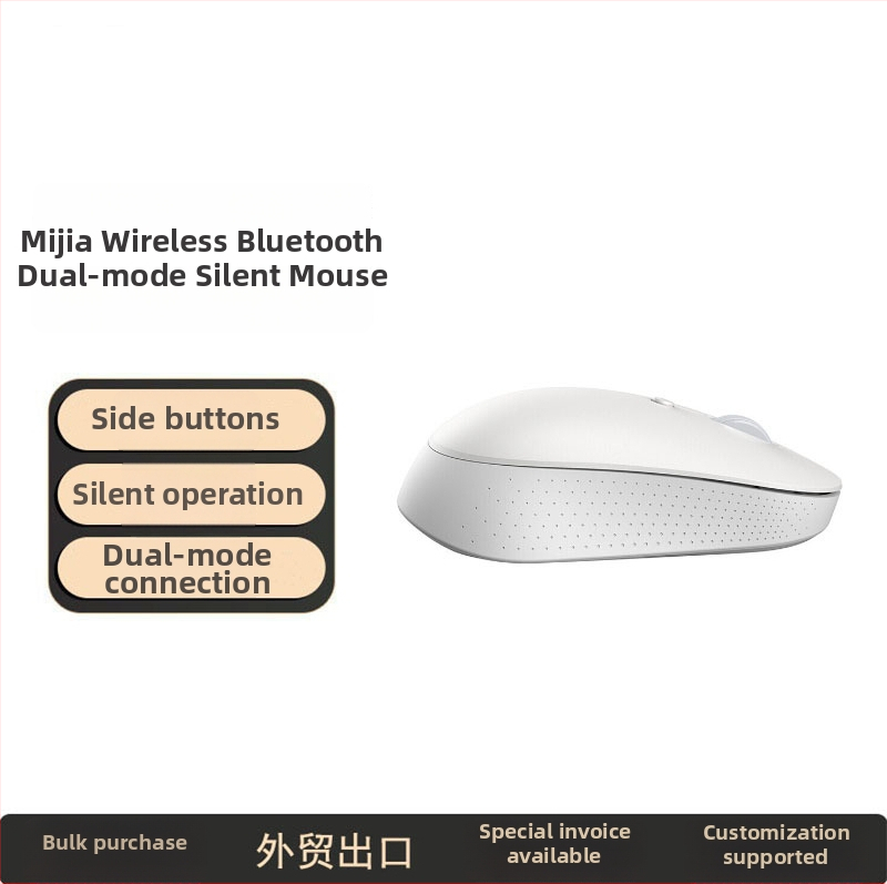 Bezdrôtová tichá myš s dvojým režimom Bluetooth, USB prijímač zahrnutý, vhodná pre notebook a PC