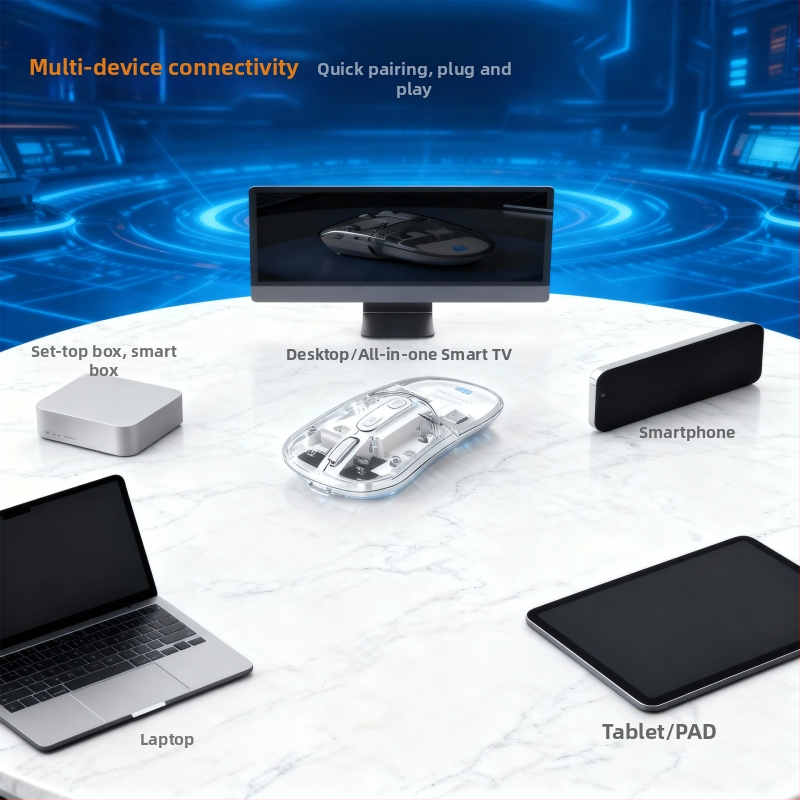 M9 bezdrôtová optická myš so tromi režimami – 6 tlačidiel, 2400 dpi, nabíjateľný Bluetooth, 2.4G + Bluetooth 5.0, Plug & Play