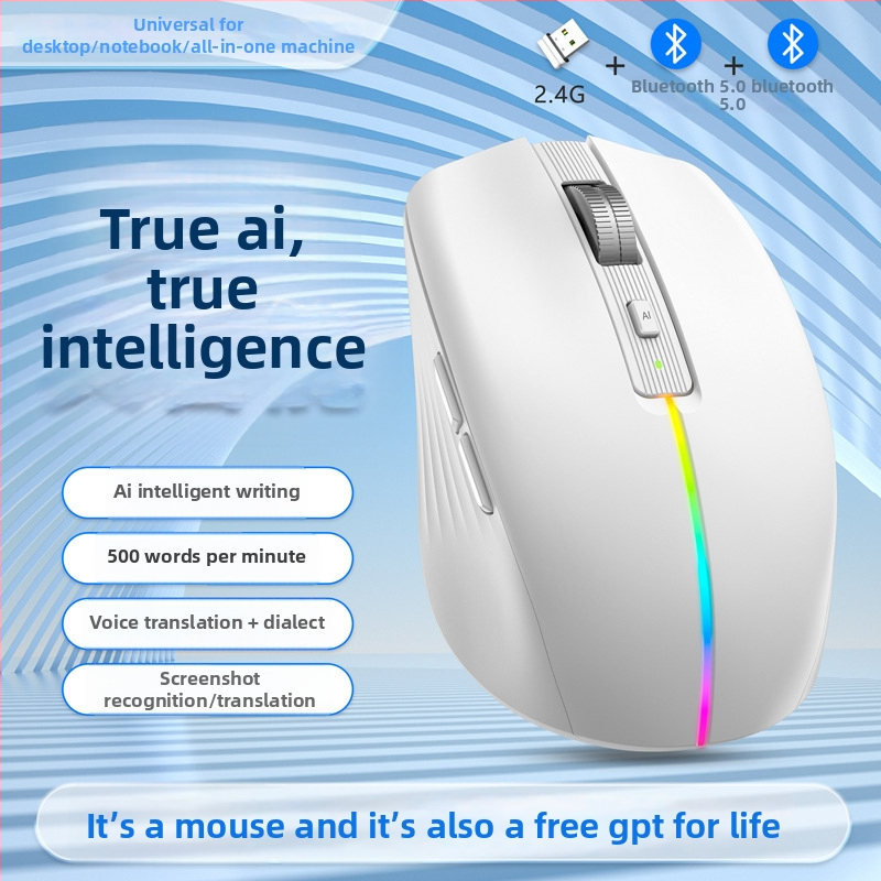 Mouse wireless cu translator vocal AI, suport multi-dispozitiv, 2.4G + Bluetooth 5.0, 6 taste, DPI 1000–2400, plug-and-play