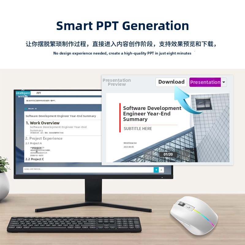 Mouse wireless cu translator vocal AI, suport multi-dispozitiv, 2.4G + Bluetooth 5.0, 6 taste, DPI 1000–2400, plug-and-play