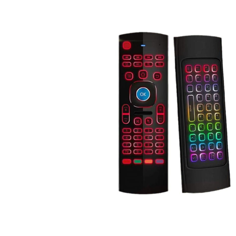 MX3 mouse aerian cu tastatură IR, telecomandă wireless iluminată, 81 de taste, funcționare fotoelectrică, tehnologie fără fir GFSK