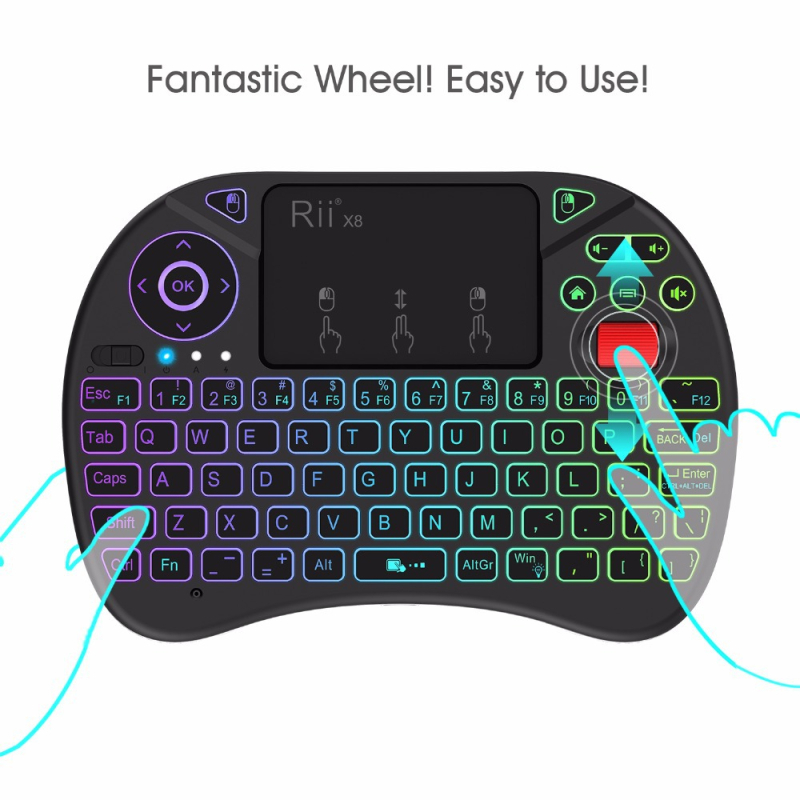 I8X mini tastatură wireless cu 71 taste, iluminare RGB și mouse aer