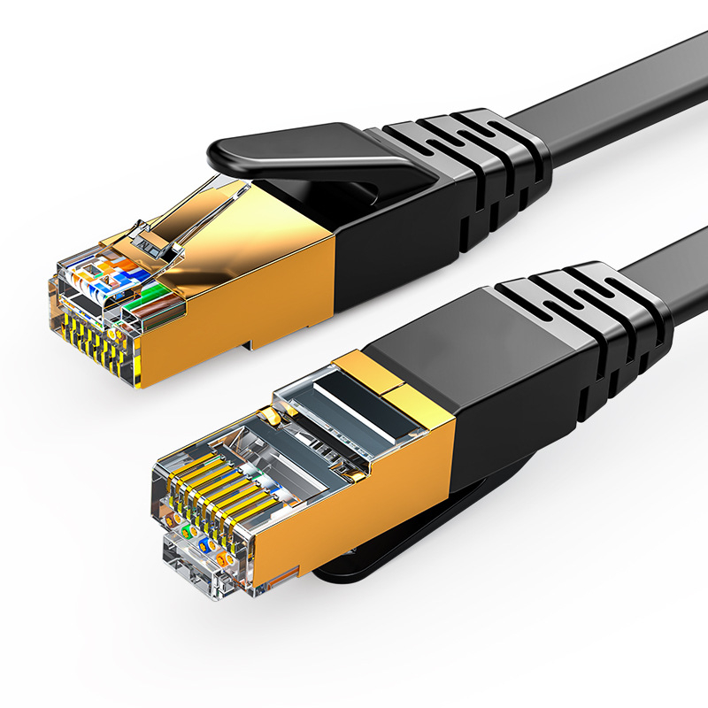 Cat7 plosnati Ethernet kabel, 8 vodi bakra bez kisika, zaštićen, 10 Gbps, za PC, usmjerivač i prekidač