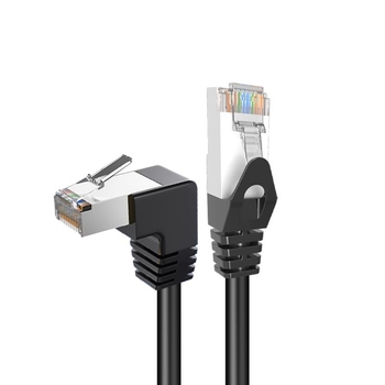 Mrežni kabel Cat6/Cat7, L-oblik 90°, dvostrano zaštiten, bezoksidni bakar, CAT6 FTP, Gigabitna brzina
