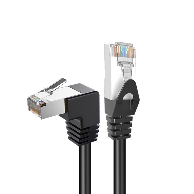 Mrežni kabel Cat6/Cat7, L-oblik 90°, dvostrano zaštiten, bezoksidni bakar, CAT6 FTP, Gigabitna brzina