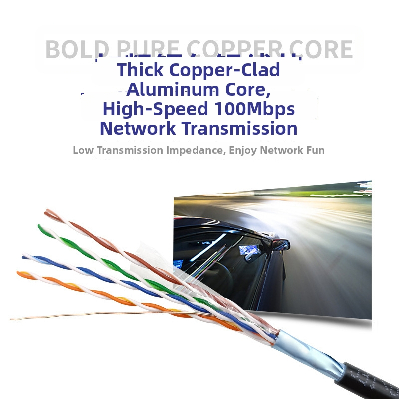 RJ-45 Ethernet кабел за Gigabit мрежи, вътрешна употреба, екраниран, чисто меден проводник, Cat5