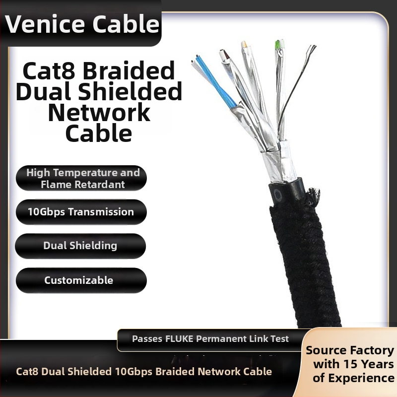 Cat8 hálózati kábel, 305 m hosszú, 10 Gbps átviteli sebesség, dupla árnyékolt, beltéri és kültéri használatra
