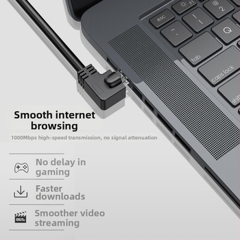 90°-os hajlásszögű, árnyékolatlan UTP, gigabites Cat5e/Cat6 Ethernet-kábel, Fluke-tesztelve