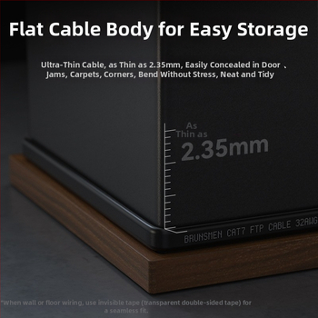 Cat7 itin plonas plokščias Ethernet kabelis, 10 Gbps, dvigubo ekrano apsauga