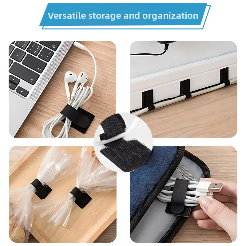 Līmējošs Velcro kabelu organizētājs datoru kabeliem, Xinwei maisījuma materiāls, galda kabelu vadības turētājs