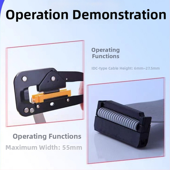 YTH-214 Kabelių žnyplės ir krimpavimo įrankiai IDC/FC terminalų jungtims, šaltai valcuotas plienas, 220 g