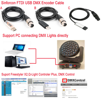 Cablu adaptor USB DMX pentru iluminat - interfață USB, DMX RS-485, conductor din cupru, conform RoHS și CE, compatibil PC