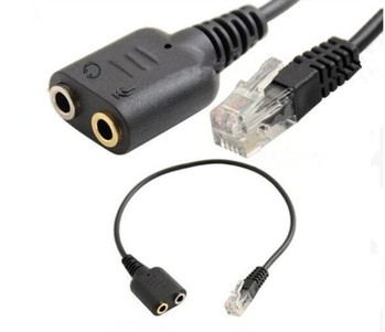 Kabel adapter za slušalice: dvostruki 3.5 mm na RJ9, zlato-pozlaćeni priključci, bakar bez kisika