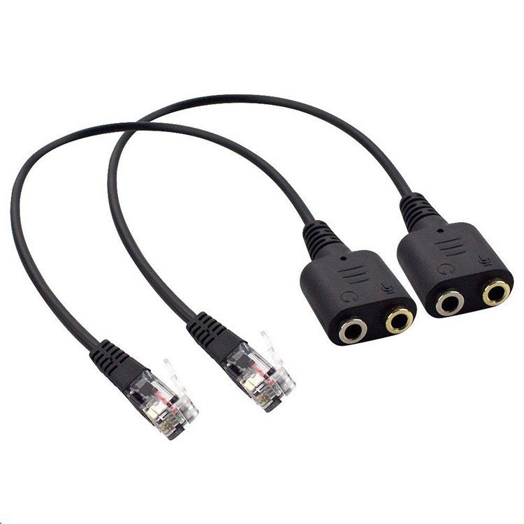Kabel adapter za slušalice: dvostruki 3.5 mm na RJ9, zlato-pozlaćeni priključci, bakar bez kisika