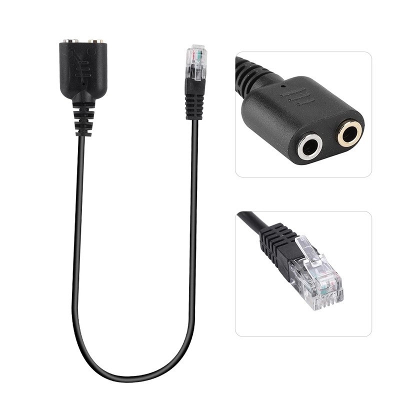 Kabel adapter za slušalice: dvostruki 3.5 mm na RJ9, zlato-pozlaćeni priključci, bakar bez kisika