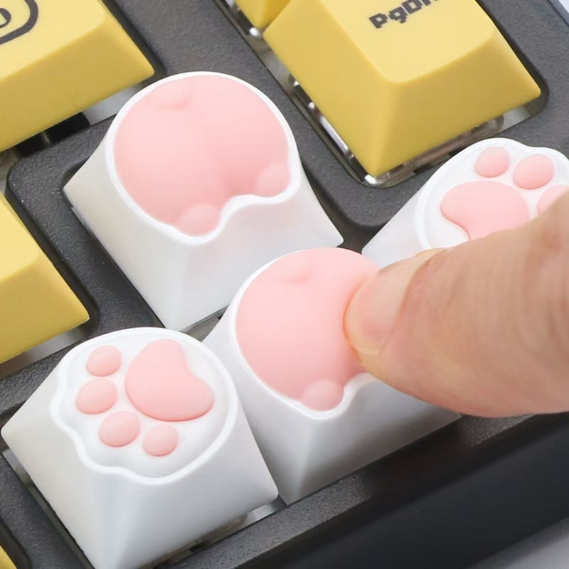 DF-121 Capă de taste din silicon pentru tastatura mecanică, design labă de pisică, senzație moale și elastică, rezistentă la uzură, compatibil universal