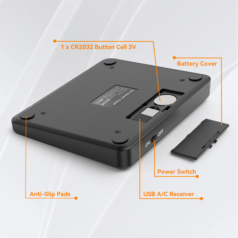 Bežična 35-tipkovnica numerička s okruglim tipkama, dvostruki USB i USB-C sučelje, dizajn za jednu ruku, ABS materijal
