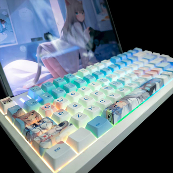 PBT poklopci tipkovnice s temom 2D anime mačka djevojka, sublimacijsko tiskanje, kompatibilno s mehaničkim tipkovnicama