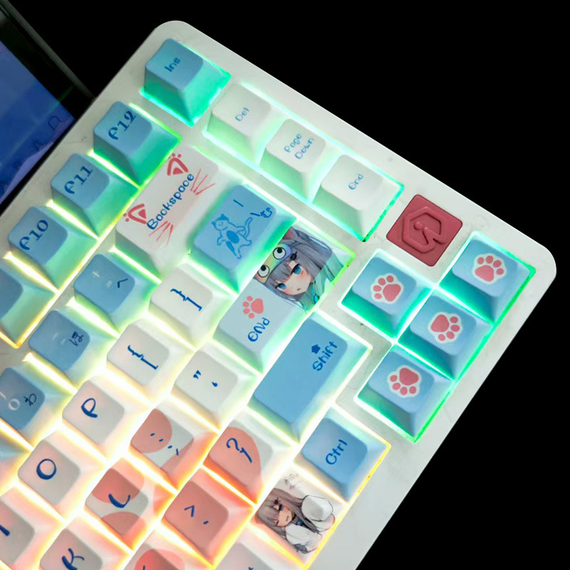 PBT poklopci tipkovnice s temom 2D anime mačka djevojka, sublimacijsko tiskanje, kompatibilno s mehaničkim tipkovnicama