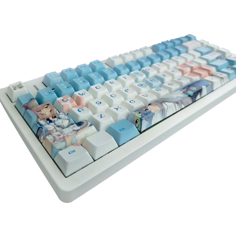 PBT poklopci tipkovnice s temom 2D anime mačka djevojka, sublimacijsko tiskanje, kompatibilno s mehaničkim tipkovnicama