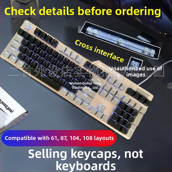 Sada klávesových krytov pre mechanickú klávesnicu, ABS materiál, kompatibilné s Cherry MX cross-stem, kruhové klávesy, písmená a čísla.